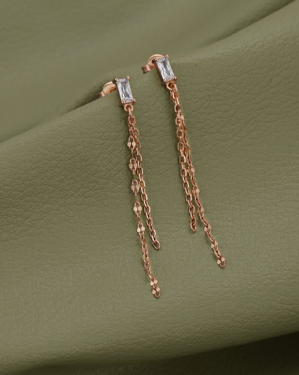 18kt Rose Gold Plated with CZ Drop Earring For Discount