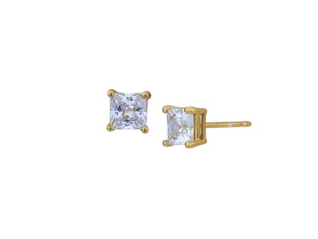 18kt Gold Plated with CZ Square Stud Earring for women Online now