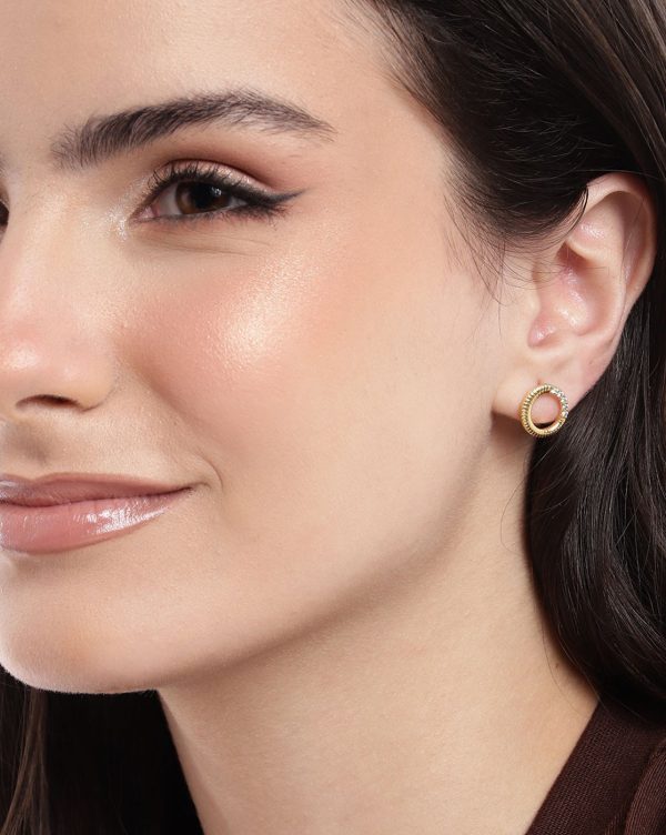 18kt Gold Plated with CZ Petite Textured Stud Earring Discount