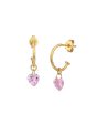 18kt Gold Plated with Dangling CZ Heart Half Hoop Earring for women Hot on Sale