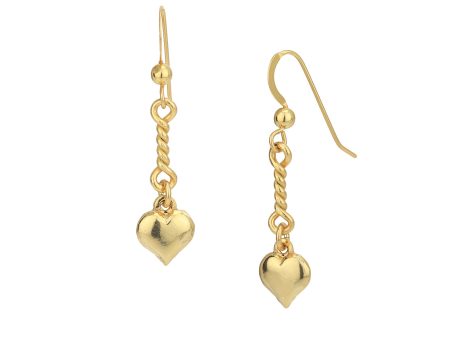 18kt Gold Plated Dangling Heart Drop Earring for women Online now