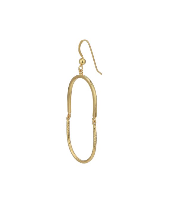 18kt Gold Plated Oval Drop Earring For Sale