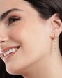 18kt Gold Plated with CZ Dangling Chain Hoop Earring Hot on Sale