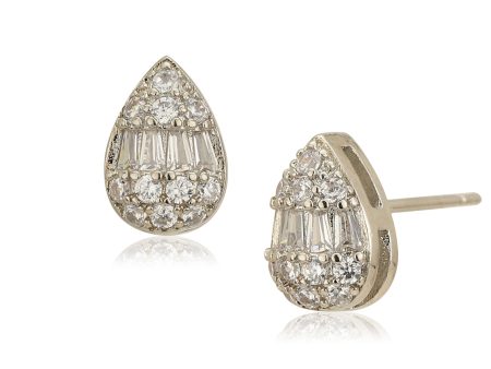 Silver Plated CZ Tear Drop Stud Earring for women For Sale