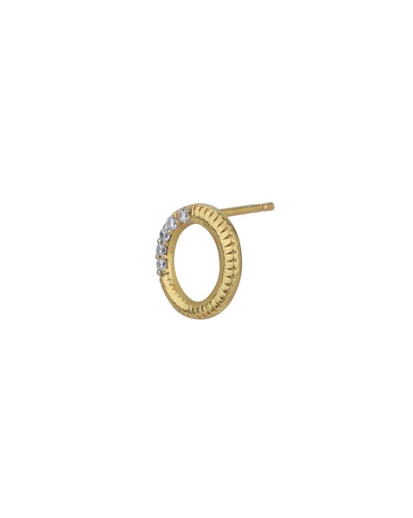 18kt Gold Plated with CZ Petite Textured Stud Earring Discount