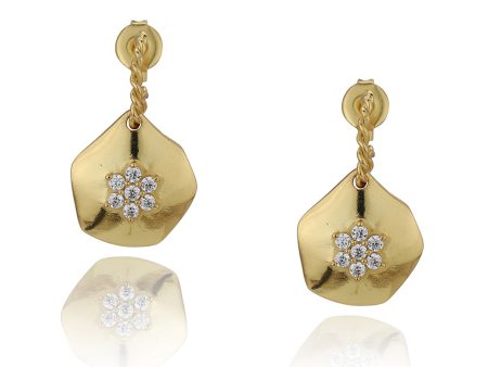 Carlton London Gold Plated Cz Studded Drop Earrings For Women Online Hot Sale