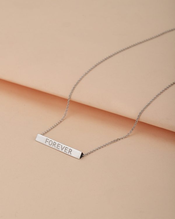 Carlton London Ingrave Text Inline Bar With Rhodium Plated Necklace Fashion