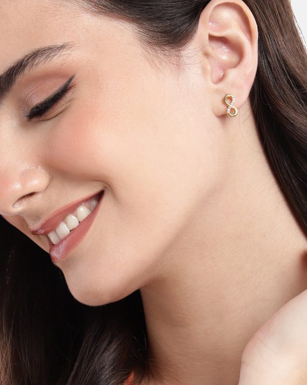 18kt Gold Plated with CZ Infinity Stud Earring Hot on Sale