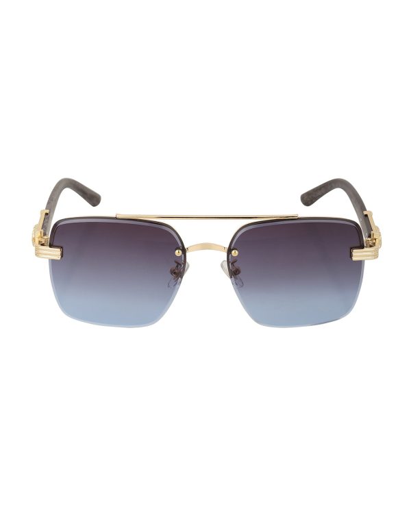 Unisex Gold With Grey Uv Protected Blue  Lens Rectangle Sunglass on Sale