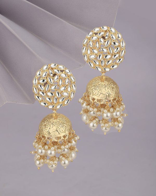 Gold Plated with Pearl Dome Shape Jhumki for women Sale