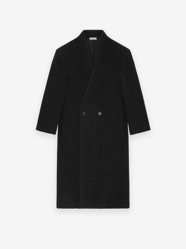 Alpaca Herringbone Lapelless Coat Discount