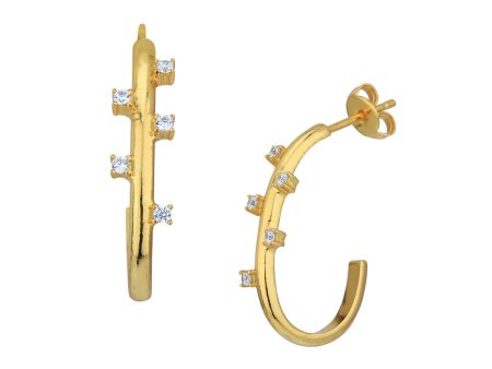 18kt Gold Plated with CZ Half Hoop Earring For Discount