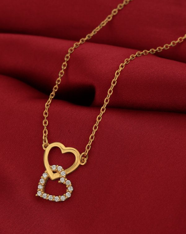 18kt Gold Plated with CZ Heart Necklace for women Online Hot Sale