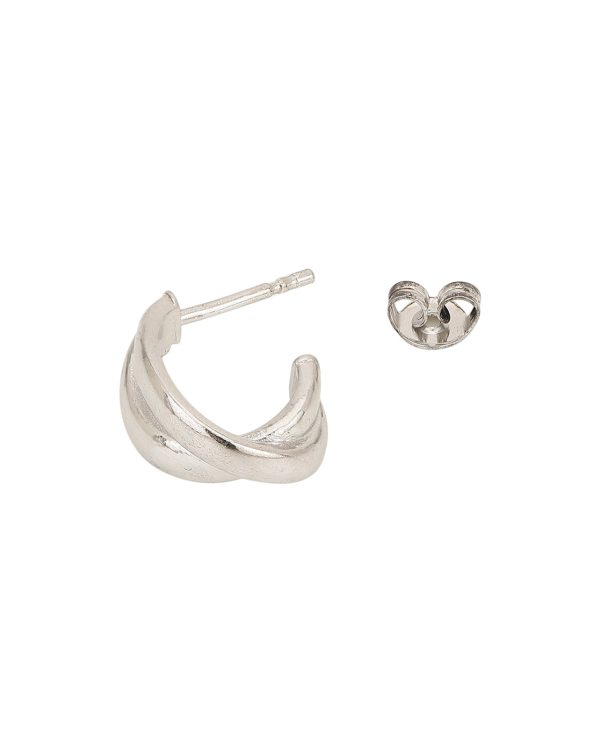 Rhodium Plated Contemporary Half Hoop Earrings For Cheap