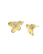 18kt Gold Plated with CZ Floral Bold Stud Earring Online now