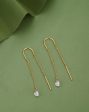 18kt Gold Plated Dangling Solitaire Threader Earring Cheap